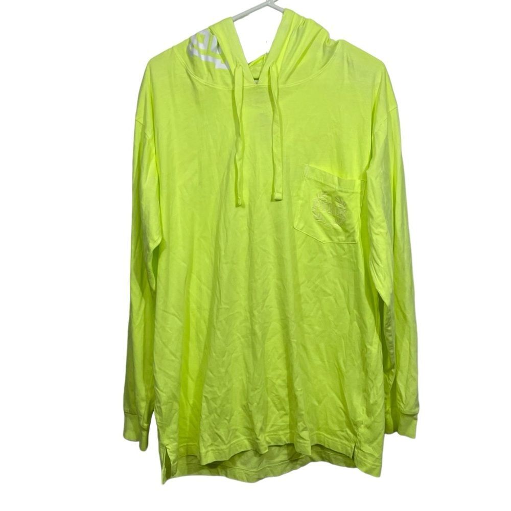 NWT Victoria’s Secret PINK Neon Yellow Hooded Long Sleeve T-Shirt